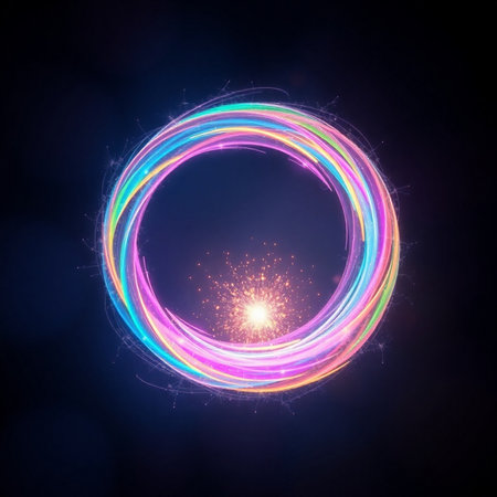 Abstract background with glowing circle. Space for your text. Vector illustration.の素材