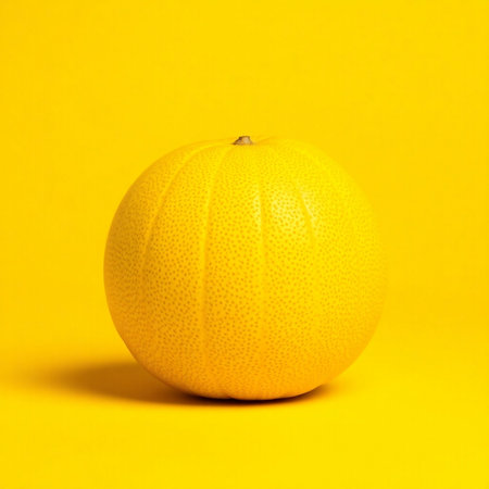 Cantaloupe melon on a bright yellow background.の素材