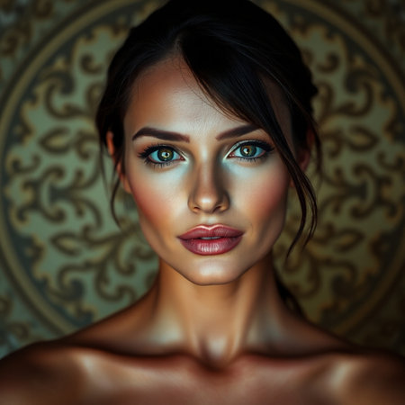 Portrait of a beautiful young woman with evening make-up.の素材