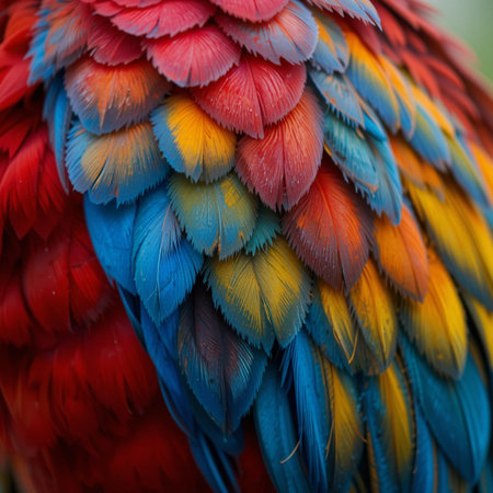 Colorful feathers of a Scarlet Macaw (Ara ararauna)の素材