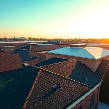 House with a roof from a bituminous tile. Bituminous tile for a roof. a roof from a bituminous tile.の素材