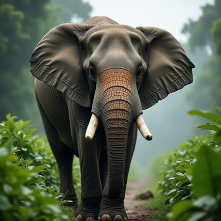 Elephant in the jungle of Thailand. This is a 3d render illustrationの素材