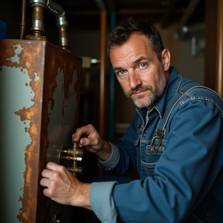portrait of a handsome mature man working in a brewery, wearing work clothesの素材