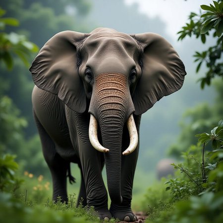 Elephant standing in the jungle in Chiang Mai, Thailand.の素材