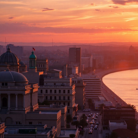 Sunset over the city of San Francisco, California, USA.の素材