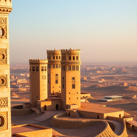 Aerial view of the Mausoleum of Mohammed V in Rabat, Moroccoの素材