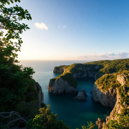 Beautiful seascape with cliffs and sea at sunset. Crimea, Ukraineの素材