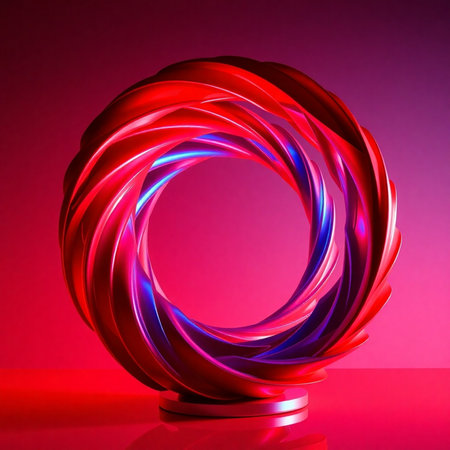 Abstract background. 3d render. Red, blue, purple colors.の素材