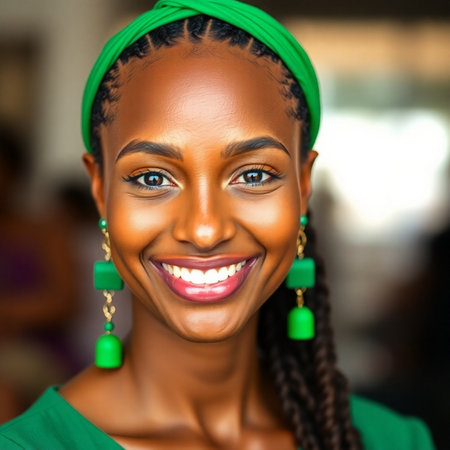 Portrait of a beautiful African American woman with dreadlocksの素材