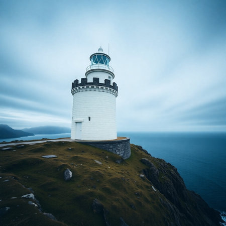 Cape Stolbchaty Lighthouse, Faroe Islands, Denmarkの素材