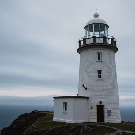 Lighthouse in Cape Perpetua, Pembrokeshire, Walesの素材