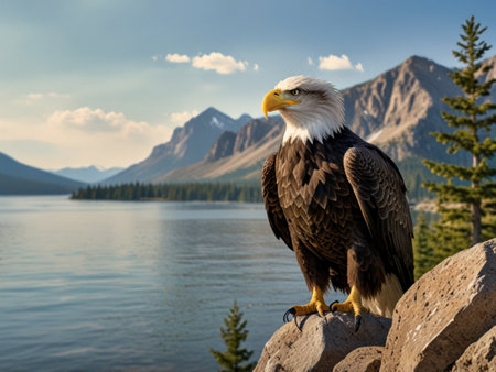 Bald Eagle in Glacier National Park, Montana, United States.の素材