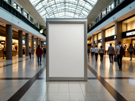 Blank poster in the shopping mall. 3d rendering, mock upの素材