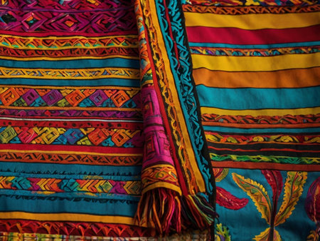 Colorful traditional loincloth from Borneo, Indonesia.の素材