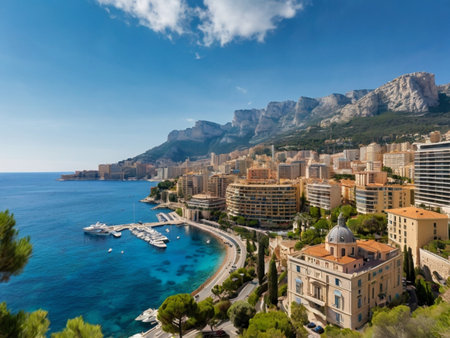 Panoramic view of Monte-Carlo, Monaco, Europeの素材