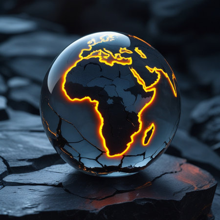 Globe with the image of Africa in it. 3d renderingの素材