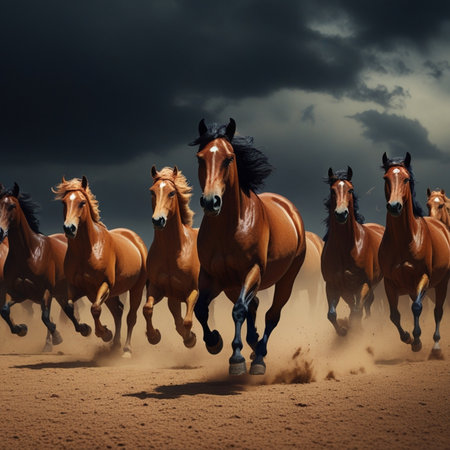 Horse race in the desert. 3d rendering, 3d illustration.の素材