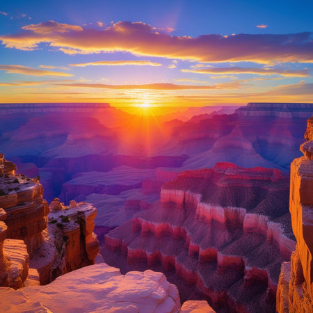 Beautiful sunset over the Grand Canyon National Park, Arizona, USAの素材