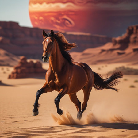 Horse running in the desert of Utah, United States of Americaの素材