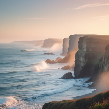 Cliffs of Moher at sunset, County Clare, Ireland.の素材