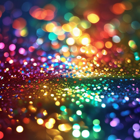 abstract colored background with bokeh defocused lights and starsの素材