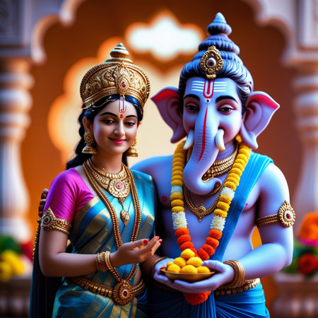 Indian God Ganesha, Hindu God Ganesha in Indiaの素材