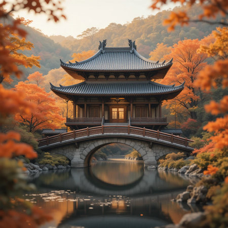 Autumn landscape in Gyeongbokgung Palace, South Koreaの素材