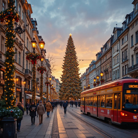 Christmas tree in Paris, Franceの素材