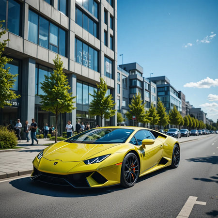 Lamborghini Huracan sports car in Frankfurt, Germanyの素材