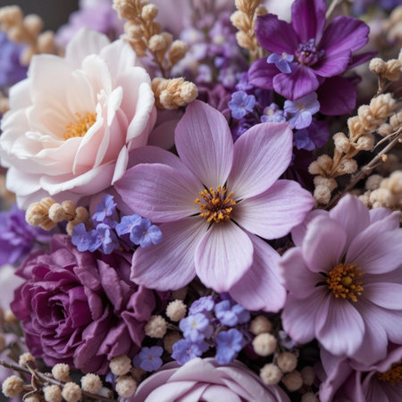 Beautiful bouquet of spring flowers. Close-up. Selective focus.の素材