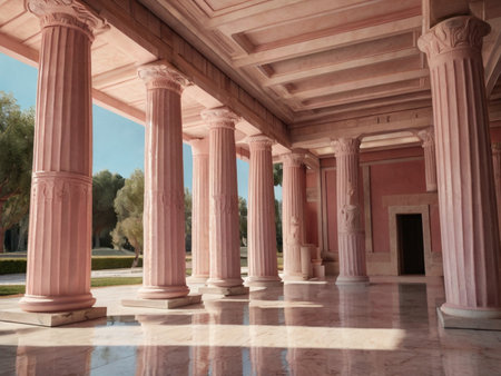 Colonnade in the park of Alhambra palace, Granada, Spainの素材