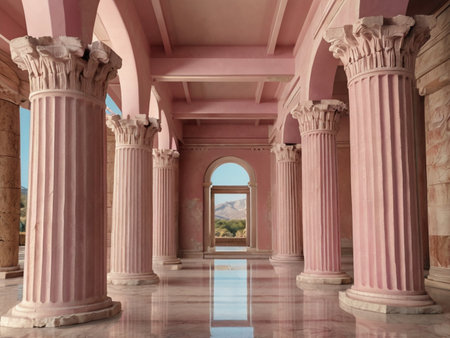 architectural detail of the colonnade of the ancient theaterの素材