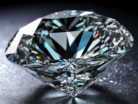 Brilliant diamond on black background, close-up. Jewelry backgroundの素材