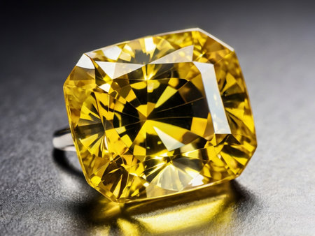 Yellow sapphire on a dark background close-up macro photographyの素材