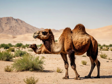 Camels in the desert of Morocco. Africa. Sharm El Sheikhの素材