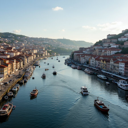 Porto, Portugal. View of the Douro river and old townの素材