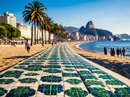 View of Copacabana beach in Rio de Janeiro, Brazilの素材