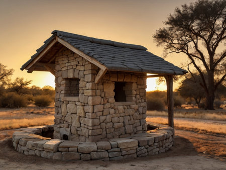 Small water well in the Okavango Delta, Botswana, Africaの素材
