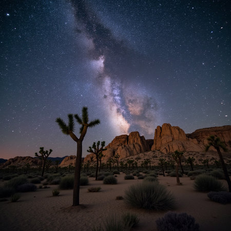 Milky Way over Joshua Tree National Park, California, USA.の素材
