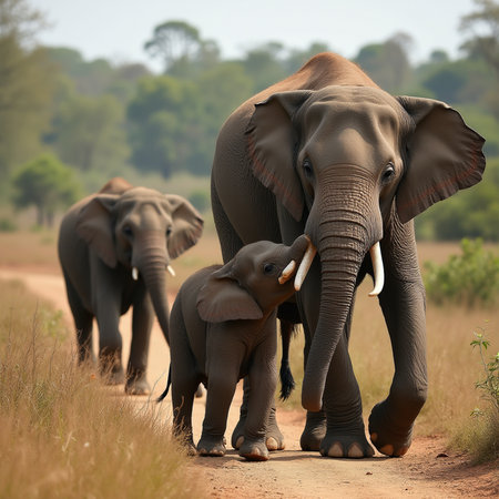 Elephant family in Chobe National Park, Botswana, Africaの素材