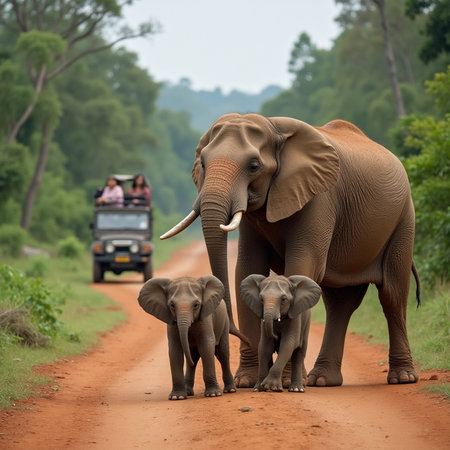Elephants in the Kruger National Park, South Africa.の素材