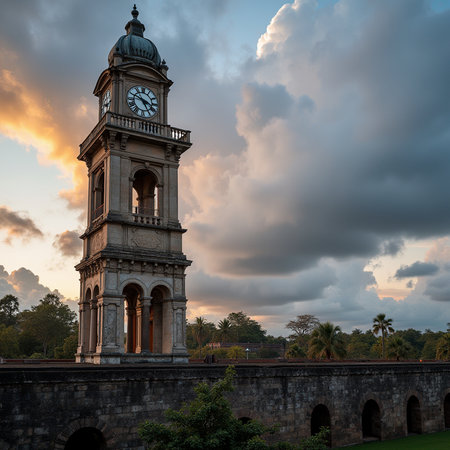 Sunset view of the Clock Tower in Georgetown, Penang, Malaysiaの素材