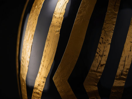 Close up of black and gold abstract background. Shallow depth of field.の素材