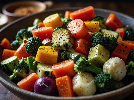 Vegetable salad with broccoli, carrots, cauliflower and potatoesの素材
