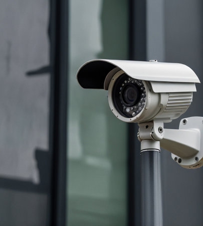 CCTV security camera on the building, security and protection concept.の素材