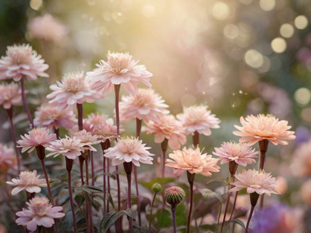 Beautiful pink chrysanthemum flowers in the garden.の素材