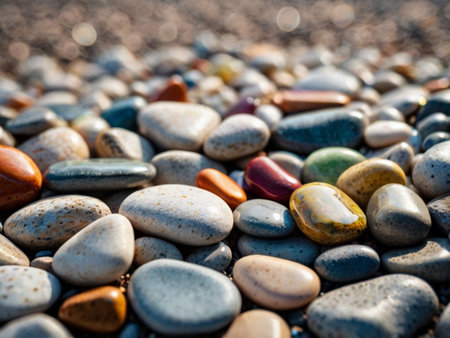 Colorful pebbles on the beach. Selective focus.の素材