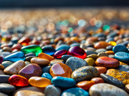 Colorful pebbles on the beach. Selective focus.の素材