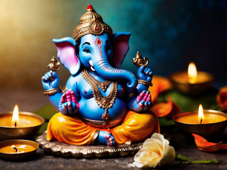 Hindu God Ganesha for Happy Ganesh Chaturthi festivalの素材