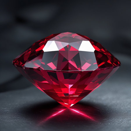 red diamond on a black background, closeup photo with shallow depth of fieldの素材